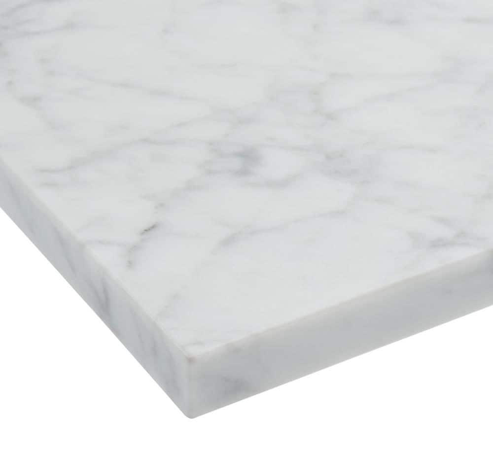 Alpine Reserve Carrara 61-in x 22-in White Natural Marble Undermount Double Sink Widespread Faucet Mount Bathroom Vanity Top