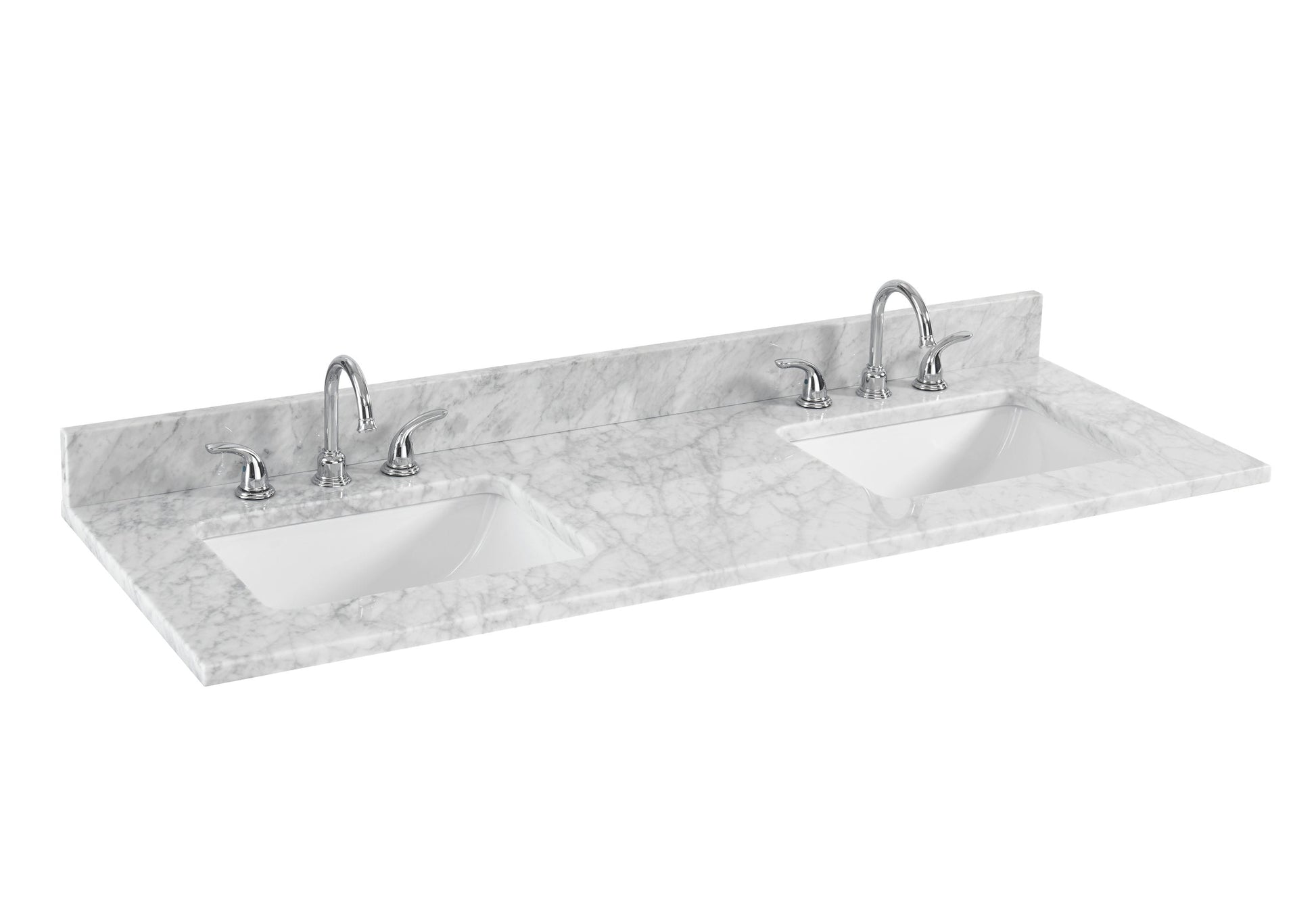 Alpine Reserve Carrara 61-in x 22-in White Natural Marble Undermount Double Sink Widespread Faucet Mount Bathroom Vanity Top