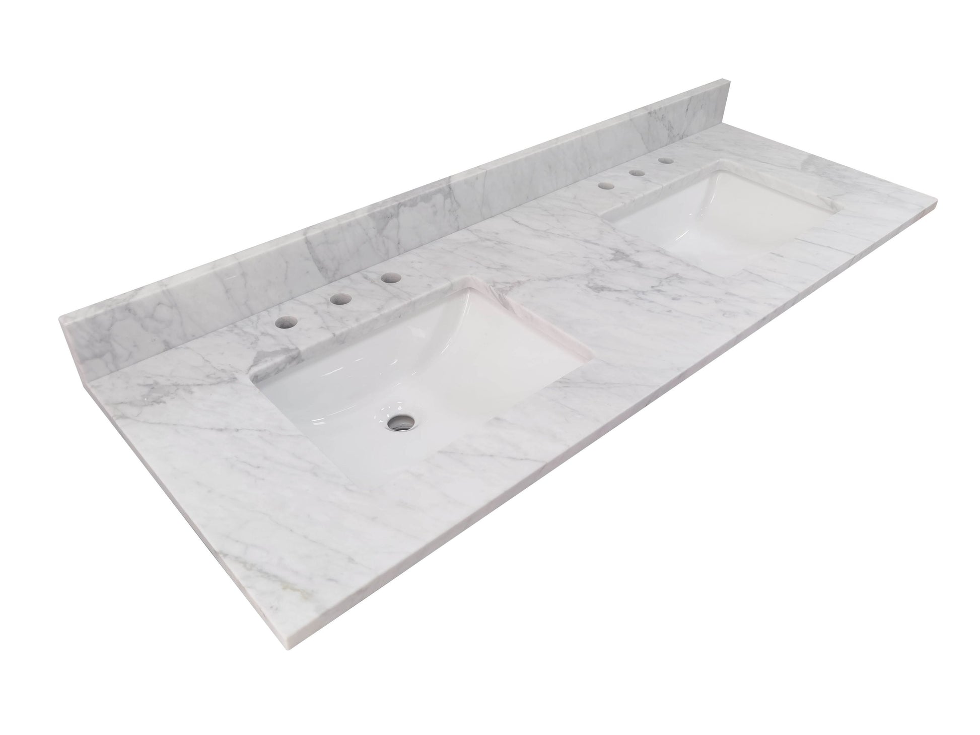 Alpine Reserve Carrara 61-in x 22-in White Natural Marble Undermount Double Sink Widespread Faucet Mount Bathroom Vanity Top