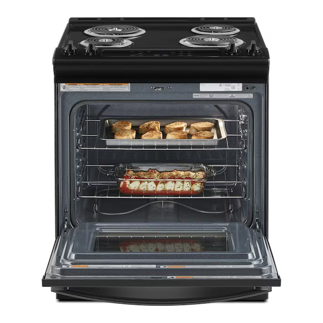 Whirlpool 30-in 4 burners 4.8-cu ft Slide-In Electric Range in Black, WEC310S0LB/3 *JR2508, Retail: $1,399.00, FINAL PRICE: $799.99 + TAX