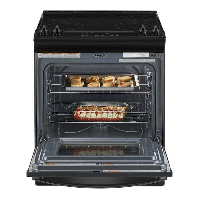 Whirlpool 30-in Glass Top 4 burners 4.8-cu ft Slide-In Electric Range (Black), WEE515SALB/2 *JR2506, Retail: $1,849.00, FINAL PRICE: $799.99 + TAX
