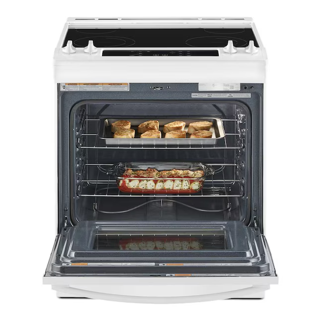 Whirlpool 30-in Glass Top 4 burners 4.8-cu ft Slide-In Electric Range (White), WEE515SALW/2 *JR2506, Retail: $1,849.00, FINAL PRICE: $799.99 + TAX