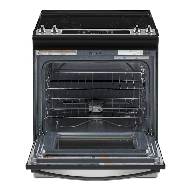 Whirlpool 30-in Glass Top 4 burners 4.8-cu ft Slide-In Electric Range (Stainless Steel), WEE515SALS/2 *JR2506, Retail: $1,899.00, FINAL PRICE: $799.99 + TAX