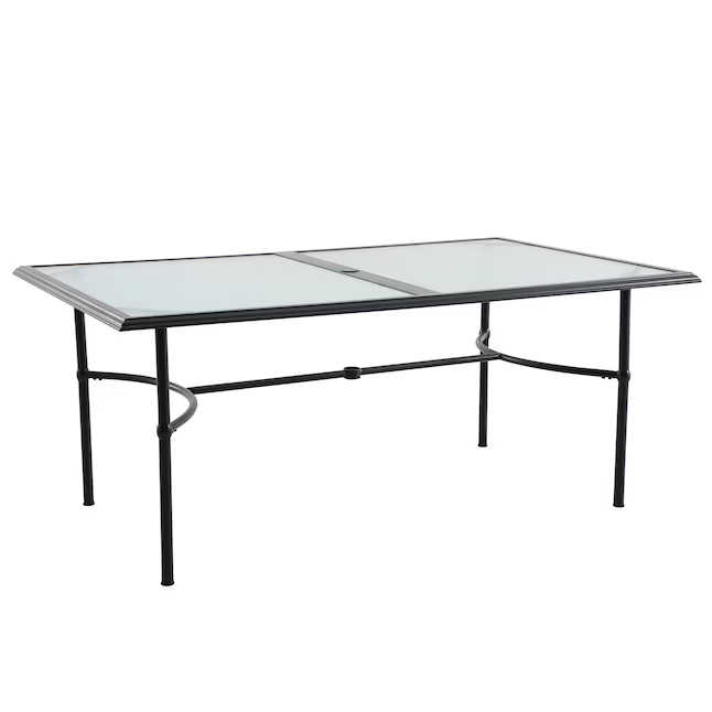 Style Selection Seacrest Rectangle Outdoor Dining Table 42.32-in W x 70.86-in L with Umbrella Hole, FTS71030A   4097321 *JR24 [FB137], MSRP: $239.00, - Final Price: $139.99 + Tax