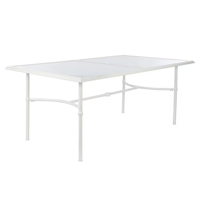 Style Selection Seacrest Rectangle Outdoor Dining Table 42.32-in W x 70.86-in L with Umbrella Hole, FTS71030A-W   4097324 *JR24 [FB137], MSRP: $239.00, - Final Price: $139.99 + Tax