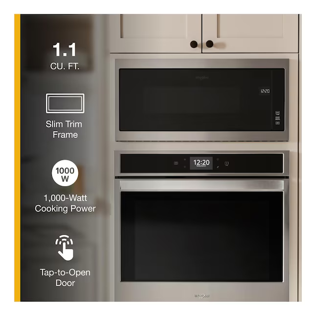Whirlpool 1.1-cu ft 1000-Watt 29.75-in Built-In Microwave (Stainless Steel), WMT50011KS *HD2509, Retail: $749.00, FINAL PRICE: $469.99 + TAX