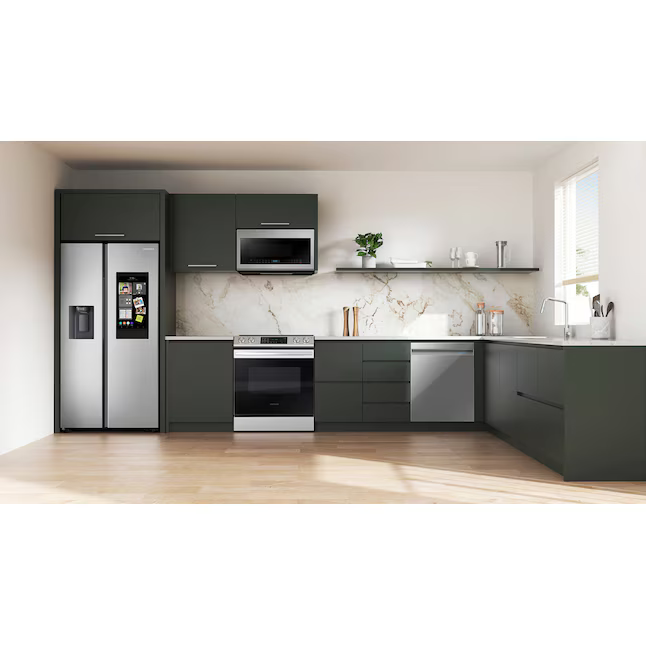 Samsung 30-in Glass Top 5 burners 6.3-cu ft Air Fry Slide-In Electric Range (Fingerprint Resistant Stainless Steel), NE63BG8315SS *BG, MSRP: $1,099.00, FINAL PRICE: $799.99 + TAX