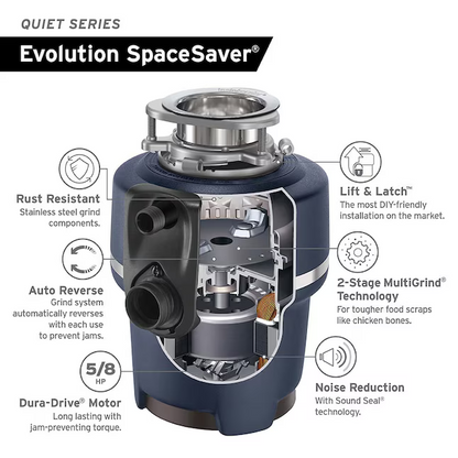 InSinkErator Evolution SpaceSaver 5/8-HP Continuous Feed Noise Insulation Garbage Disposal, SPACE SAVER, *JR2401