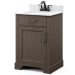 Summit Lane Alton 24-in Brown Undermount Single Sink Bathroom Vanity with White Engineered Stone Top, LWSG24VBR, 4082265, [FB284], MSRP: $624.00, FINAL: $279.99, CLEARANCE: $229.99 + Tax