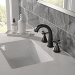 Delta Stryke Matte Black Widespread 2-handle WaterSense Mid-arc Residential Handle Bathroom Sink Faucet with Drain