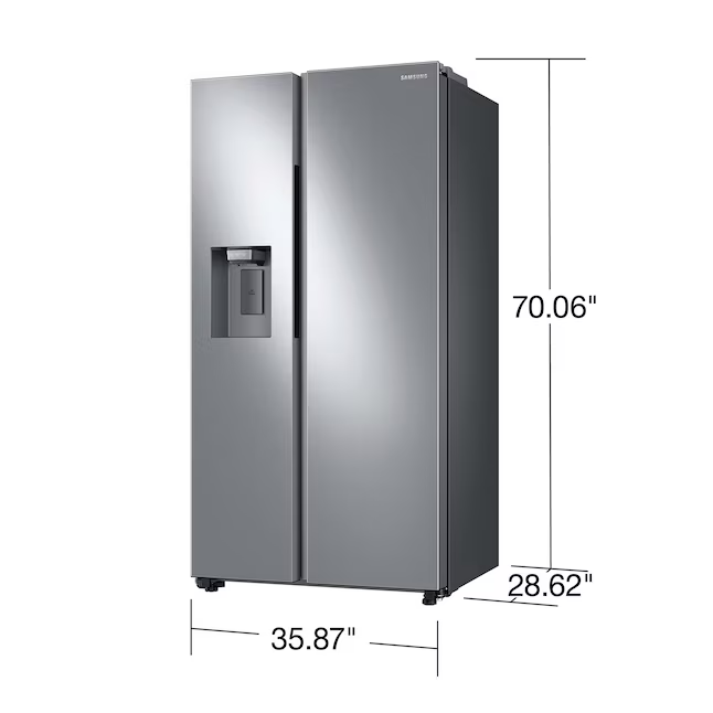 Samsung 22-cu ft Counter-Depth Side-by-Side Refrigerator with Ice Maker and Water and Ice Dispenser (Fingerprint Resistant Stainless Steel), RS22T5201SR, MSRP: $1,777.00, FINAL PRICE: $899.99 + TAX