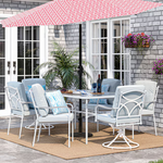 Style Selection Seacrest Rectangle Outdoor Dining Table 42.32-in W x 70.86-in L with Umbrella Hole, FTS71030A-W   4097324 *JR24 [FB137], MSRP: $239.00, - Final Price: $139.99 + Tax