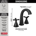 Delta Stryke Matte Black Widespread 2-handle WaterSense Mid-arc Residential Handle Bathroom Sink Faucet with Drain