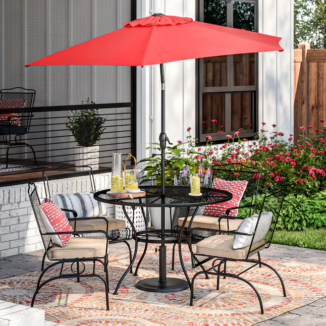 Style Selections 7.5-Feet Steel Red Push-Button Tilt Market Patio Umbrella, UCS181A-RD  #4097301 *JR2509, Retail: $59.00, FINAL PRICE: $37.99 + TAX
