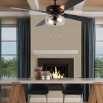 River of Goods 52-in Black Indoor Downrod or Flush Mount Ceiling Fan with Light (4-Blade)