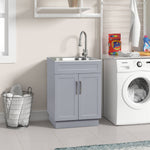 Style Selections 21.4-in x 24.1-in 1 -Basin Light Gray Freestanding Utility tub with Cabinet with Drain with Faucet
