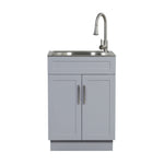 Style Selections 21.4-in x 24.1-in 1 -Basin Light Gray Freestanding Utility tub with Cabinet with Drain with Faucet