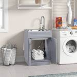 Style Selections 21.4-in x 24.1-in 1 -Basin Light Gray Freestanding Utility tub with Cabinet with Drain with Faucet