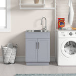 Style Selections 21.4-in x 24.1-in 1 -Basin Light Gray Freestanding Utility tub with Cabinet with Drain with Faucet