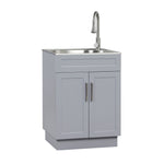 Style Selections 21.4-in x 24.1-in 1 -Basin Light Gray Freestanding Utility tub with Cabinet with Drain with Faucet