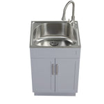 Style Selections 21.4-in x 24.1-in 1 -Basin Light Gray Freestanding Utility tub with Cabinet with Drain with Faucet