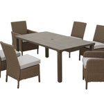 allen + roth Emerald Cove Set of 4 Wicker Brown Steel Frame Stationary Dining Chair with Cream Cushioned Seat
