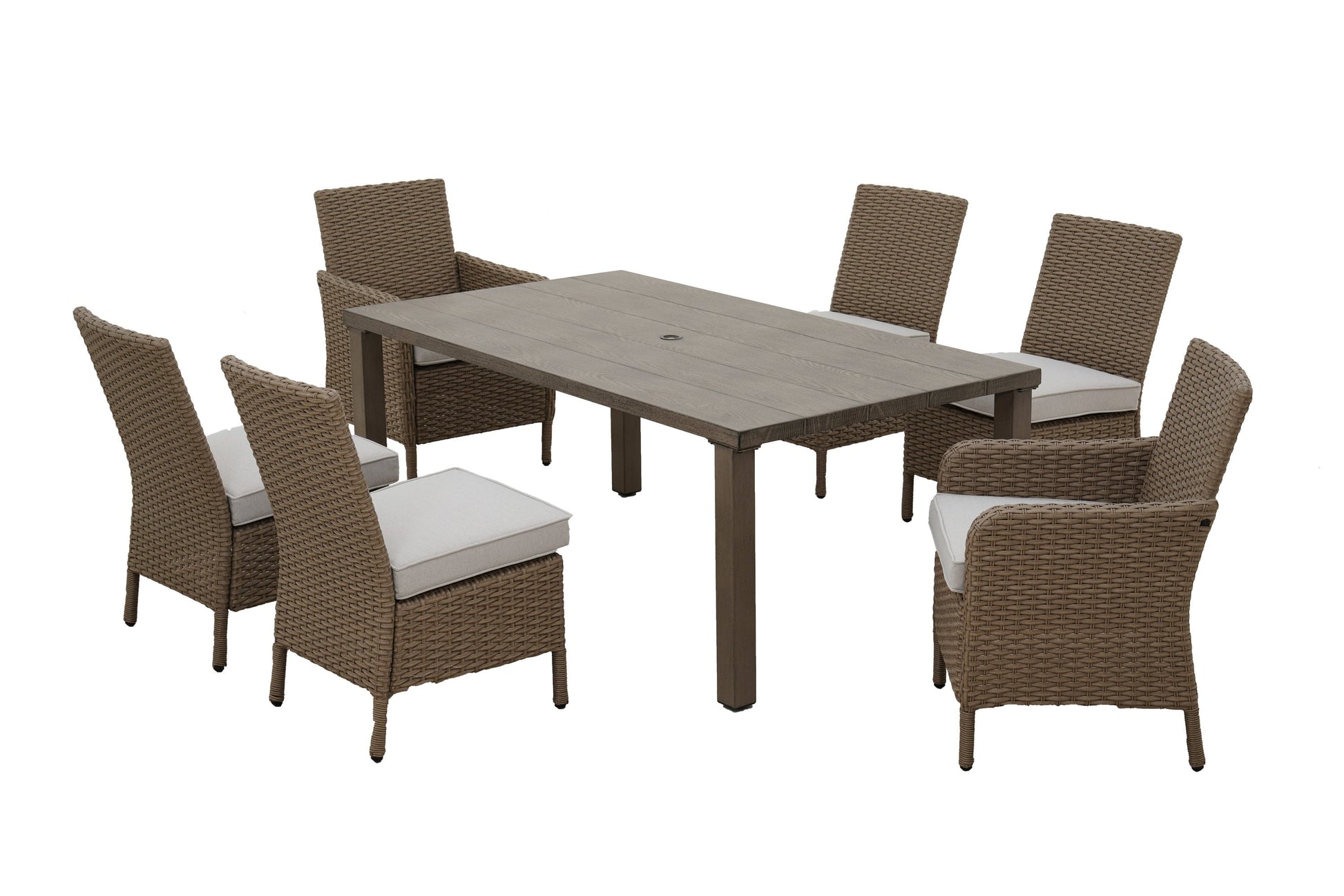 Alpine Reserve Emerald Cove Set of 4 Wicker Brown Steel Frame Stationary Dining Chair with Cream Cushioned Seat
