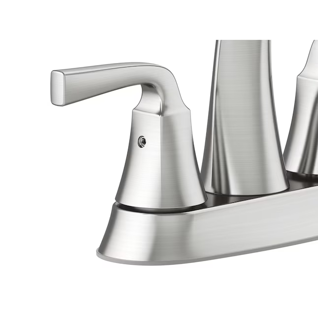Alpine Reserve Mullen Brushed Nickel 4-in Centerset 2-handle WaterSense Mid-arc Residential Handle Bathroom Sink Faucet with Drain with Deck Plate, 67123W-6004  #2517122  *JR2511, Retail: $59.00, FINAL PRICE: $47.99 + TAX
