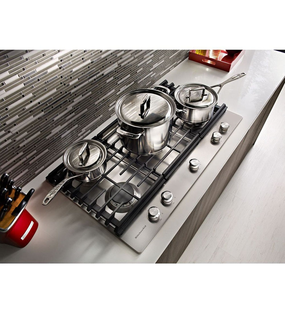 KitchenAid 36-in 5 burners Stainless steel Gas Cooktop (Griddle Included)