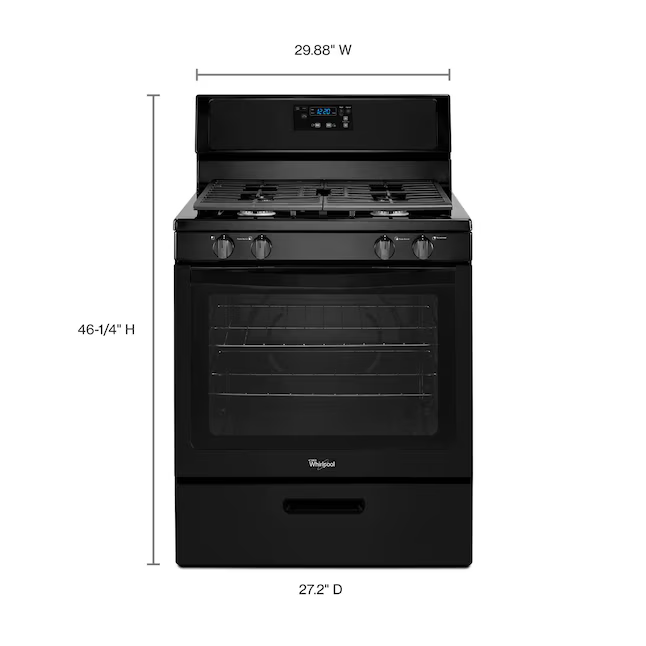 Whirlpool 30-in 4 Burners 5.1-cu ft Freestanding Natural Gas Range (Black), WFG320M0BB/2 *JR2507, Retail: $869.00, FINAL PRICE: $599.99 + TAX