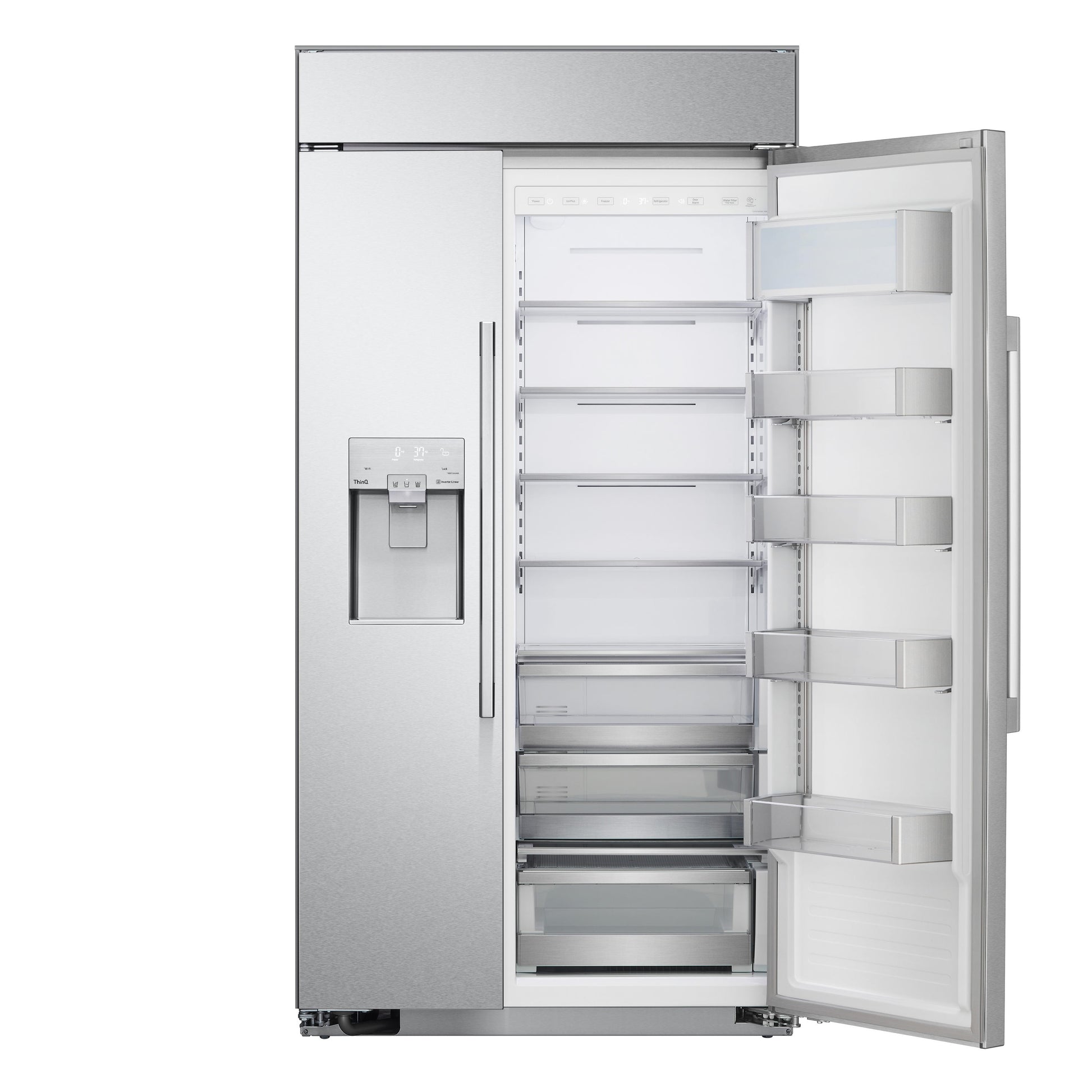 LG STUDIO 25.6-cu ft Counter-Depth 42.0-in Wide Side-by-Side Refrigerator Built-In Smart Compatible with Ice Maker ,Water and Ice Dispenser ( Stainless Steel )