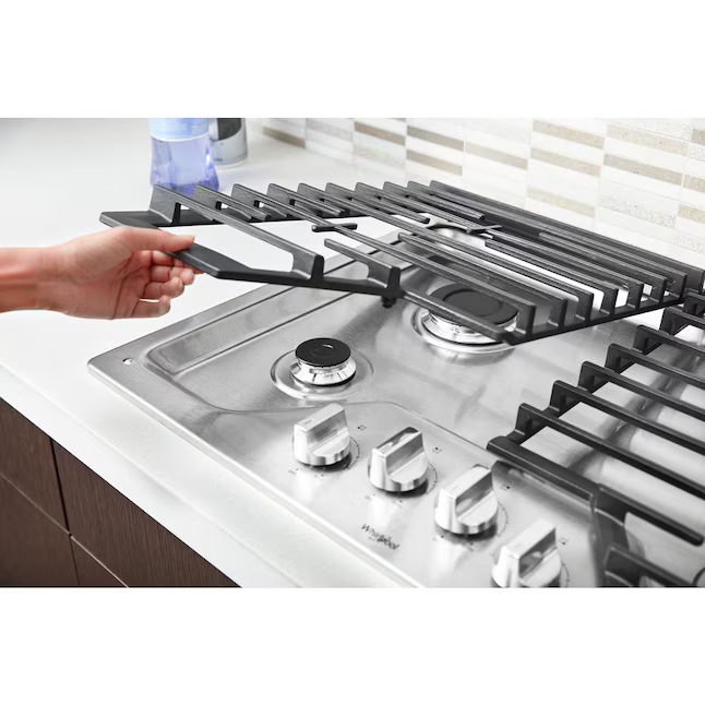 Whirlpool 30-inch 4 Burners Gas Cooktop with EZ-2-Lift™ Hinged Cast-Iron Grates