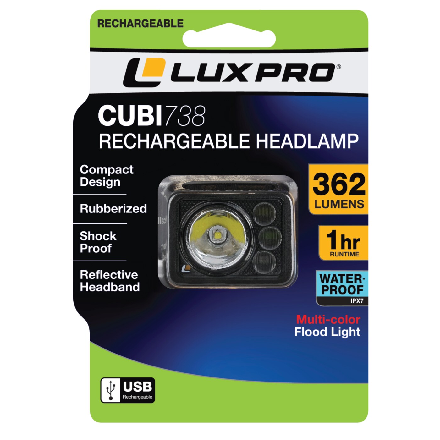 Lux-Pro 362-Lumen 6 -Mode LED Rechargeable Headlamp