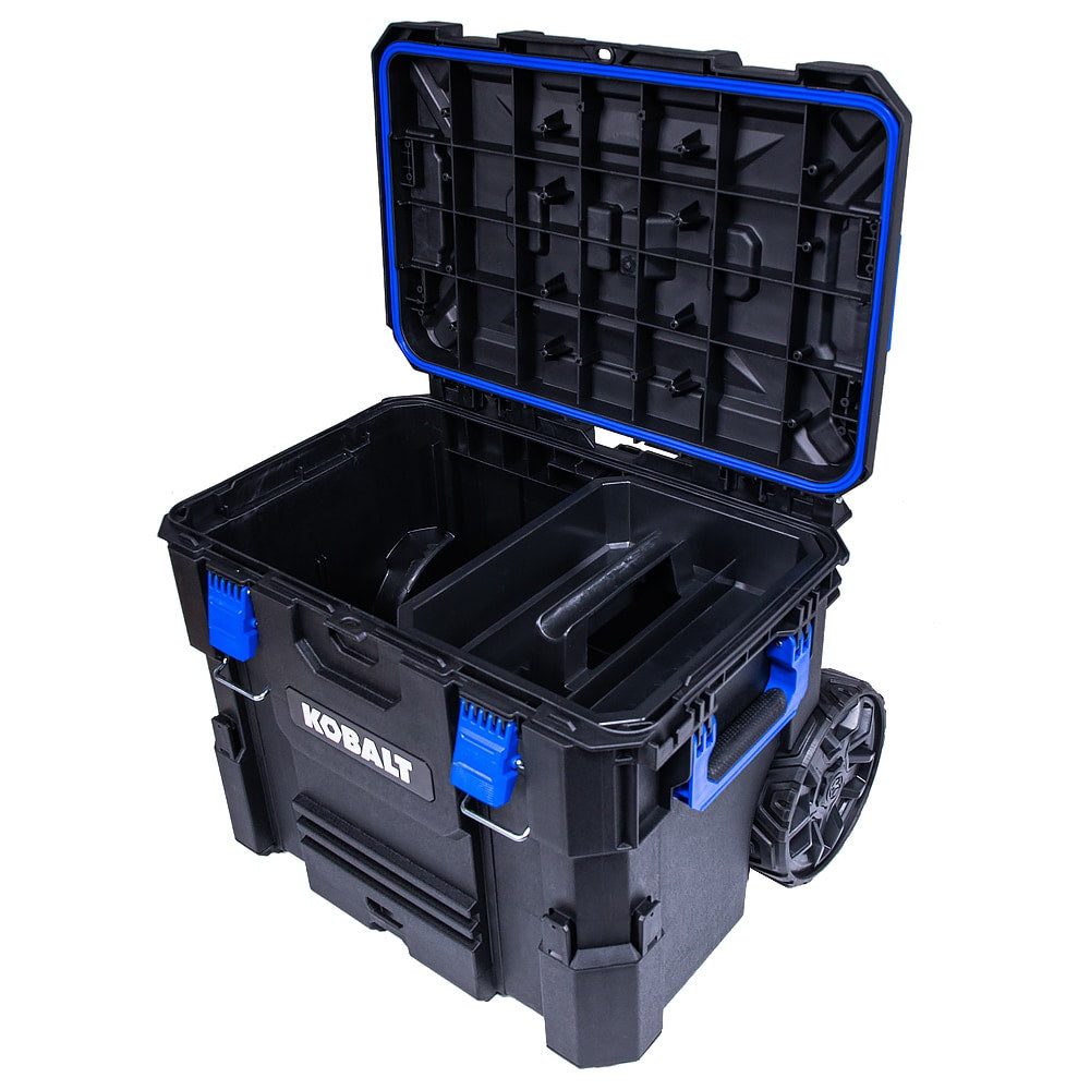 Kobalt CASESTACK 21.5-in W x 26.7-in H x 17.2-in D Black Plastic Rolling Tool Box [FBM-100]