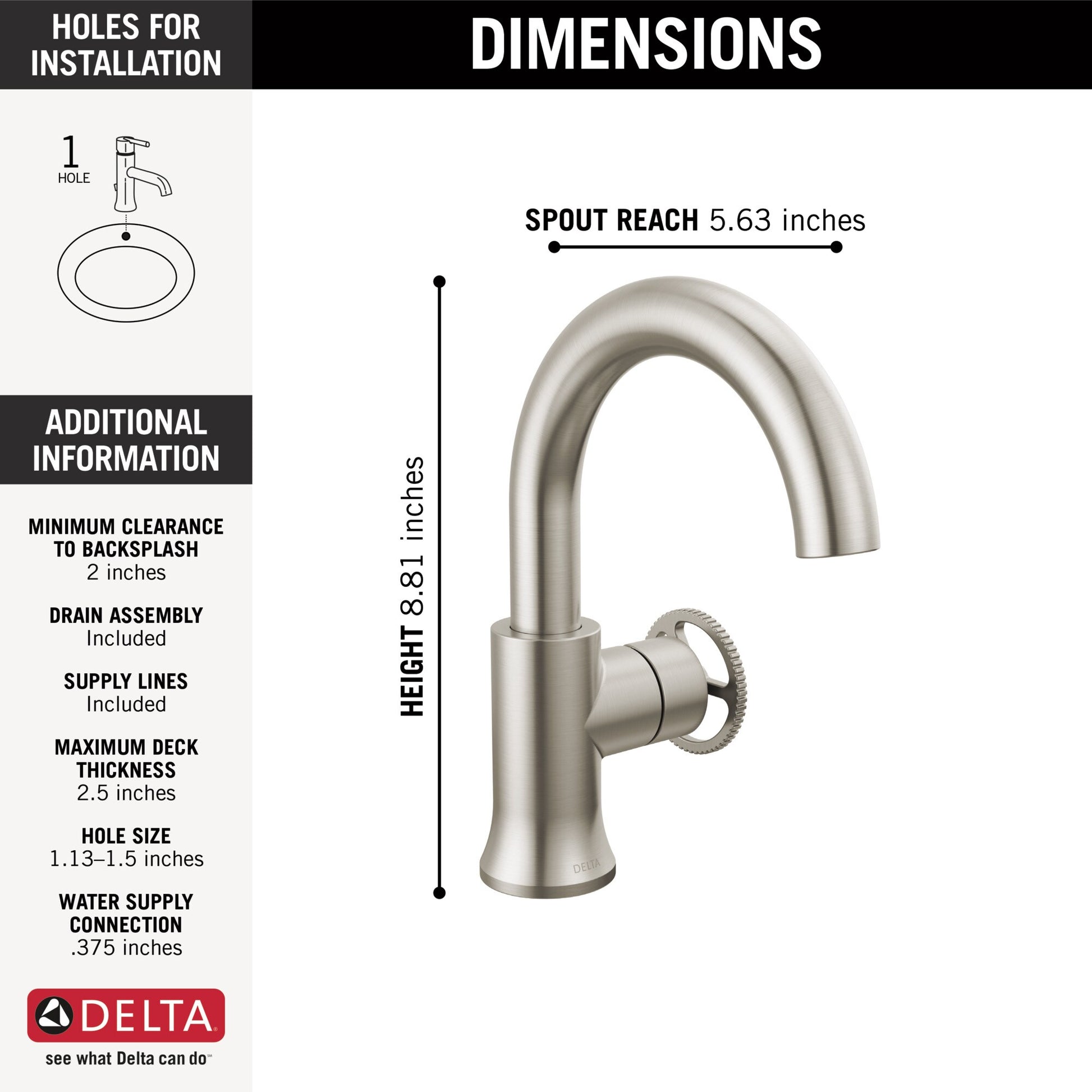 Delta Trinsic Single Handle Bathroom Faucet in Stainless Steel
