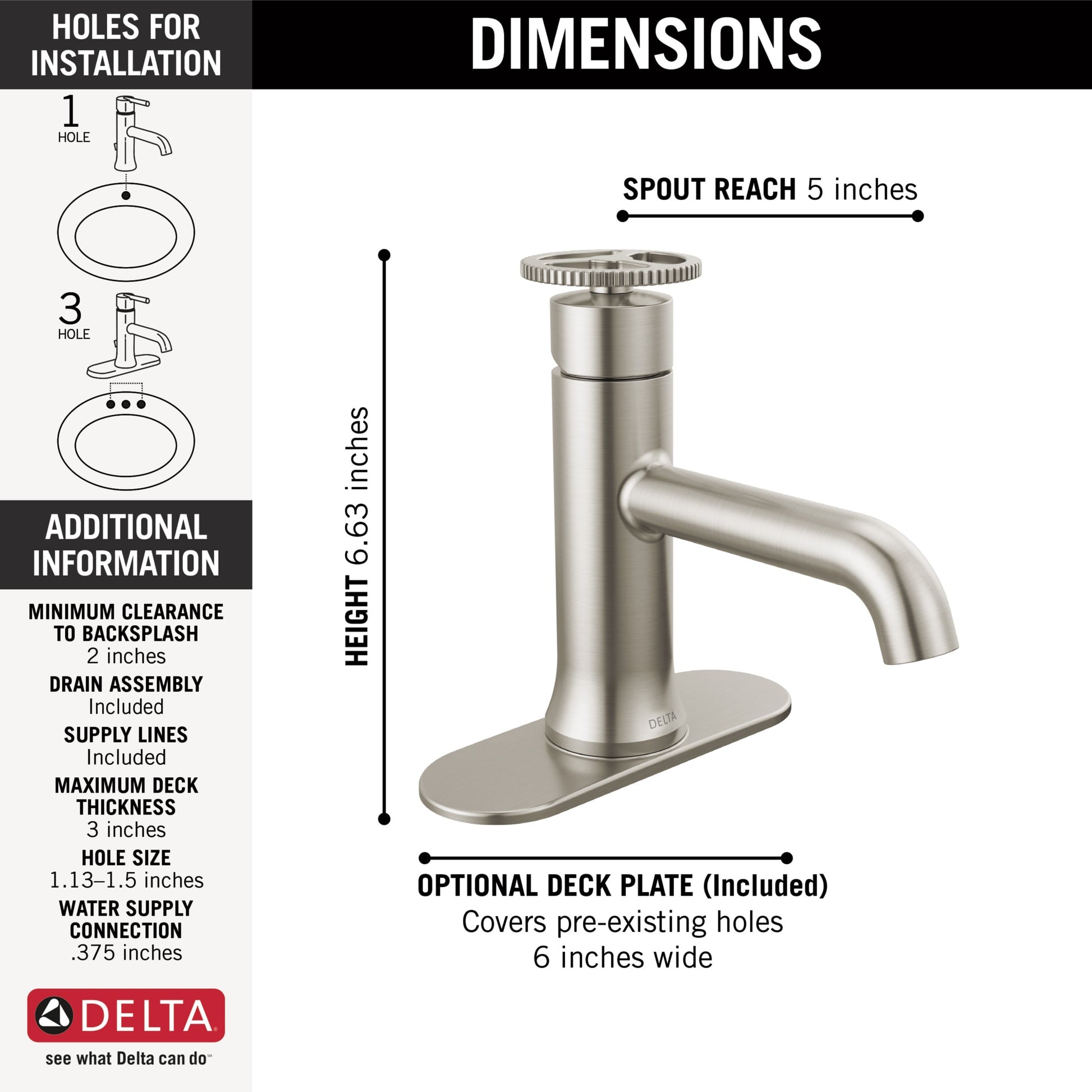 Delta Trinsic Single Handle Bathroom Faucet in Stainless Steel