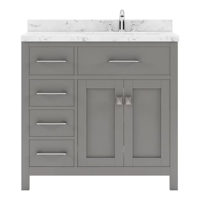 Caroline Parkway 36-in Cashmere Gray Undermount Single Sink Bathroom Vanity with Cultured Marble Quartz Top, MS-2136L-CMRO-CG, MSRP: $1,229.00, Final Price: $599.99 + Tax