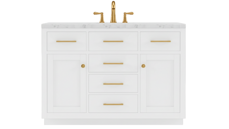 Grove Collection 48-Inch Single Sink Shaker Vanity in White with Marble Countertop, ** NO BACKSPLASH ** SK48WCM, FINAL PRICE: $699.99 + TAX [FBM-340]