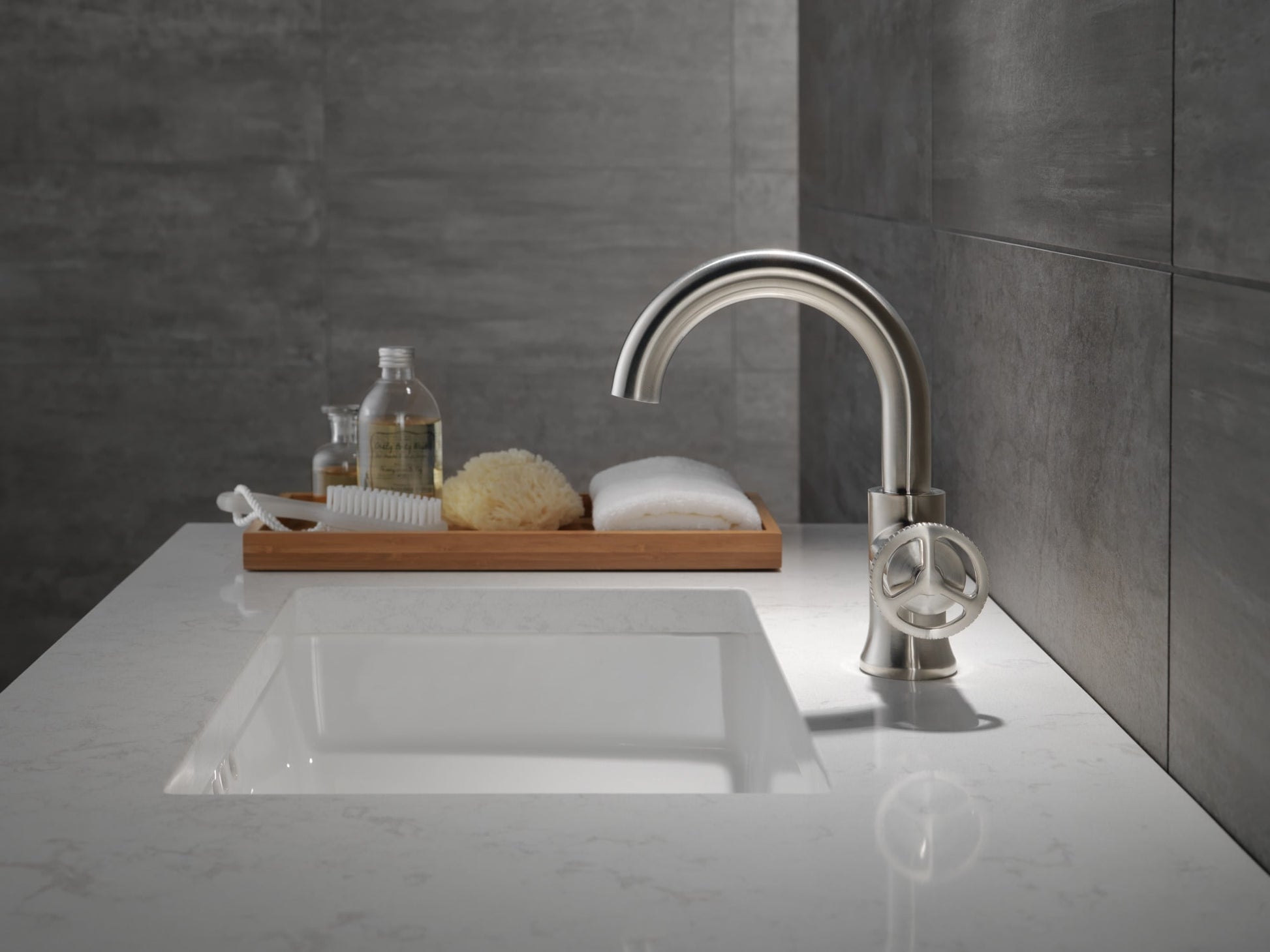 Delta Trinsic Single Handle Bathroom Faucet in Stainless Steel