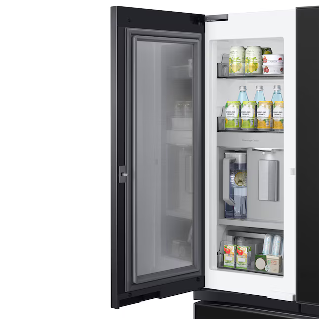Samsung Bespoke 29.8-cu ft Smart French Door Refrigerator with Dual Ice Maker and Water Dispenser and Door within Door with Family Hub in Charcoal Glass, RF30BB6900AC