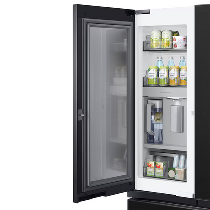 Samsung Bespoke 29.8-cu ft Smart French Door Refrigerator with Dual Ice Maker and Water Dispenser and Door within Door with Family Hub in Charcoal Glass, RF30BB6900AC