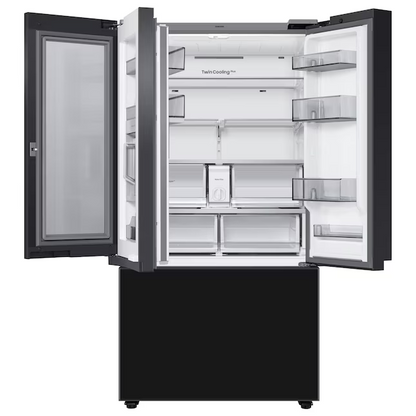 Samsung Bespoke 29.8-cu ft Smart French Door Refrigerator with Dual Ice Maker and Water Dispenser and Door within Door with Family Hub in Charcoal Glass, RF30BB6900AC