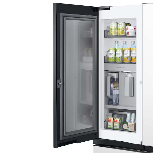 Samsung Bespoke Standard-Depth Beverage Center 30.1-cu ft 3-Door French Door Refrigerator with Dual Ice Maker with Water Dispenser (White Glass), RF30BB660012 *BG, MSRP: $3,099.00, FINAL PRICE: $1,299.99 + TAX