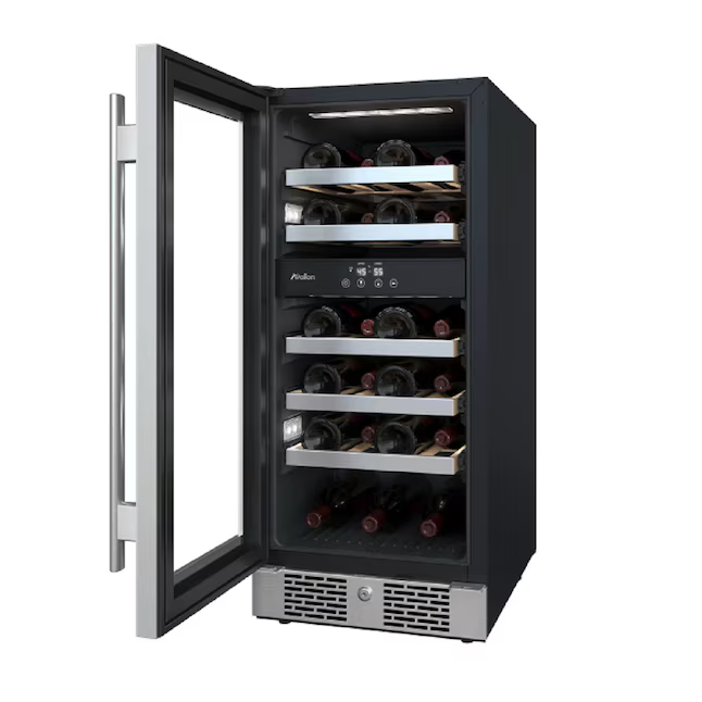 Avallon 15-in W 23 -Bottles Stainless Steel Dual Zone Cooling Built-in/Freestanding Indoor Wine Cooler, AWC152DZLH *JR2508, Retail: $1,479.00, FINAL PRICE: $799.99 + TAX