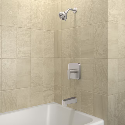 allen + roth Dunmore Brushed Nickel 1-handle Multi-function Round Bathtub and Shower Faucet, Valve Included F12A0012SP 3782630, MSRP: $139.00, FINAL: