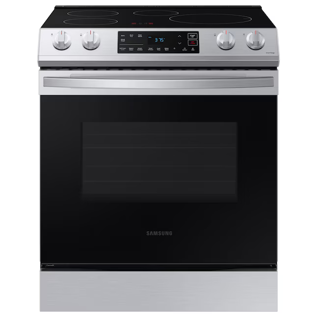 Samsung Rapid Heat Induction 30-in 4 Elements 6.3-cu ft Self-cleaning and Steam Cleaning Slide-in Single Induction Range (Fingerprint Resistant Stainless Steel)