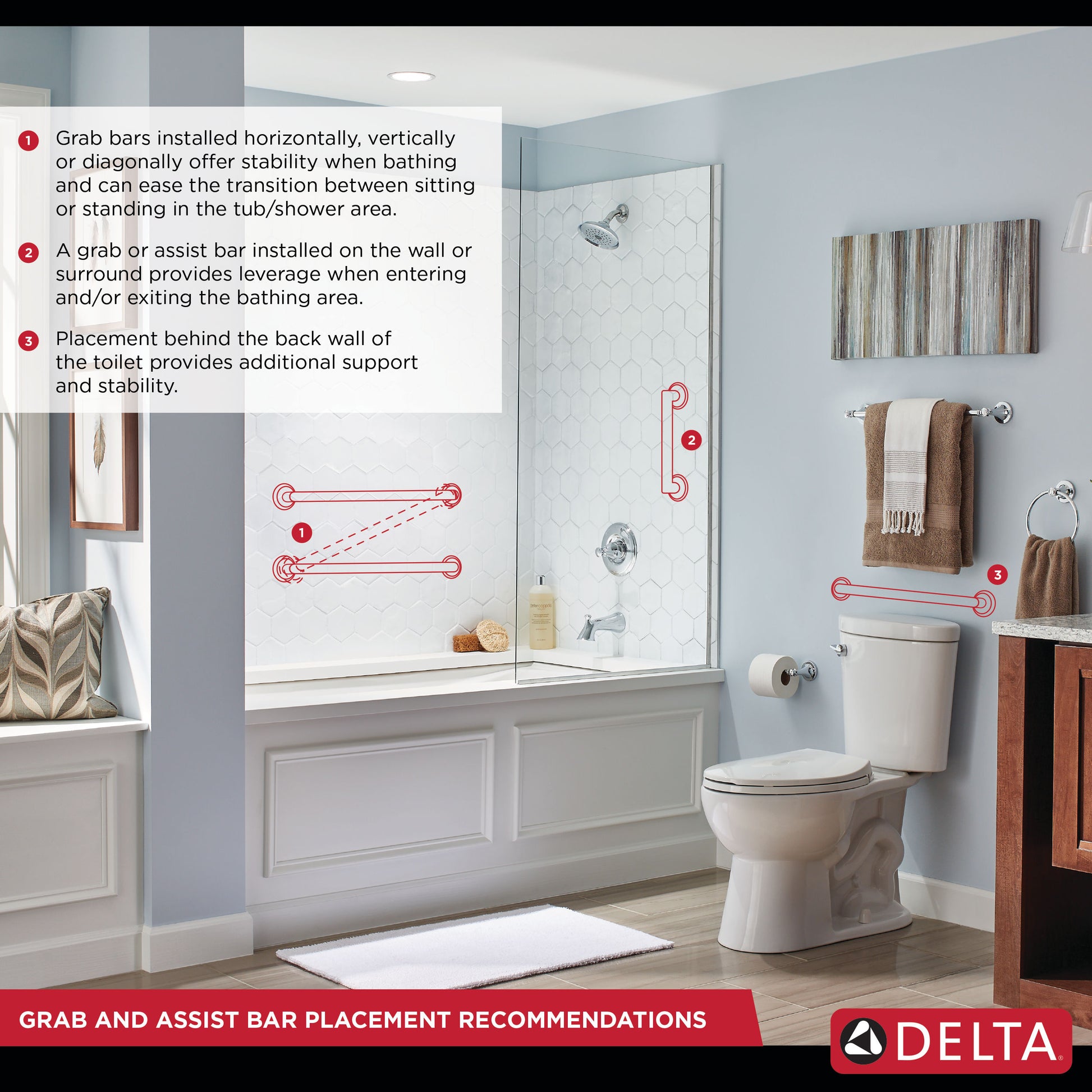 Delta 12-Inch Traditional Decorative ADA Grab Bar in Stainless Steel, 41612-SS, MRSP: $207, FINAL PRICE: $ + TAX