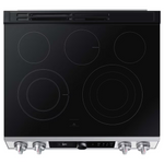 Samsung Bespoke 30-in Glass Top 5 Burners 6.3-cu ft Self-Cleaning Air Fry Convection Oven Slide-in Smart Electric Range (White Glass), NE63BB871112