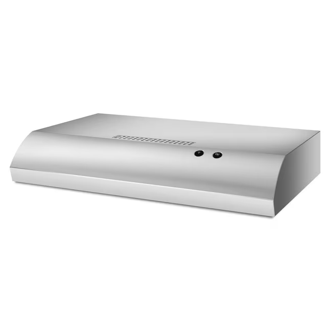 Whirlpool 30-in Ductless 140-CFM Recirculating Stainless Steel Under Cabinet Range Hood with Charcoal Filter, UXT4030ADS/2 *JR2510, Retail: $229.00, FINAL PRICE: $99.99 + TAX