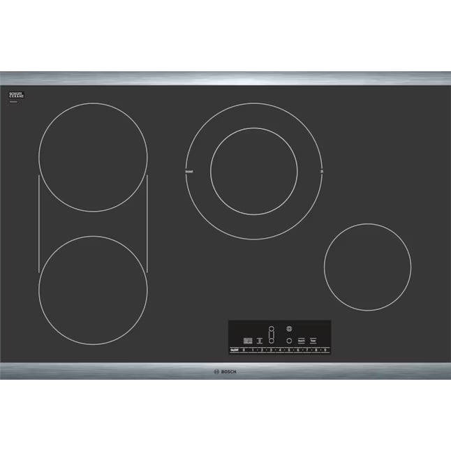 Bosch 800 Series 30-in 4 burners Smooth surface Black Electric Cooktop with Bridge Element